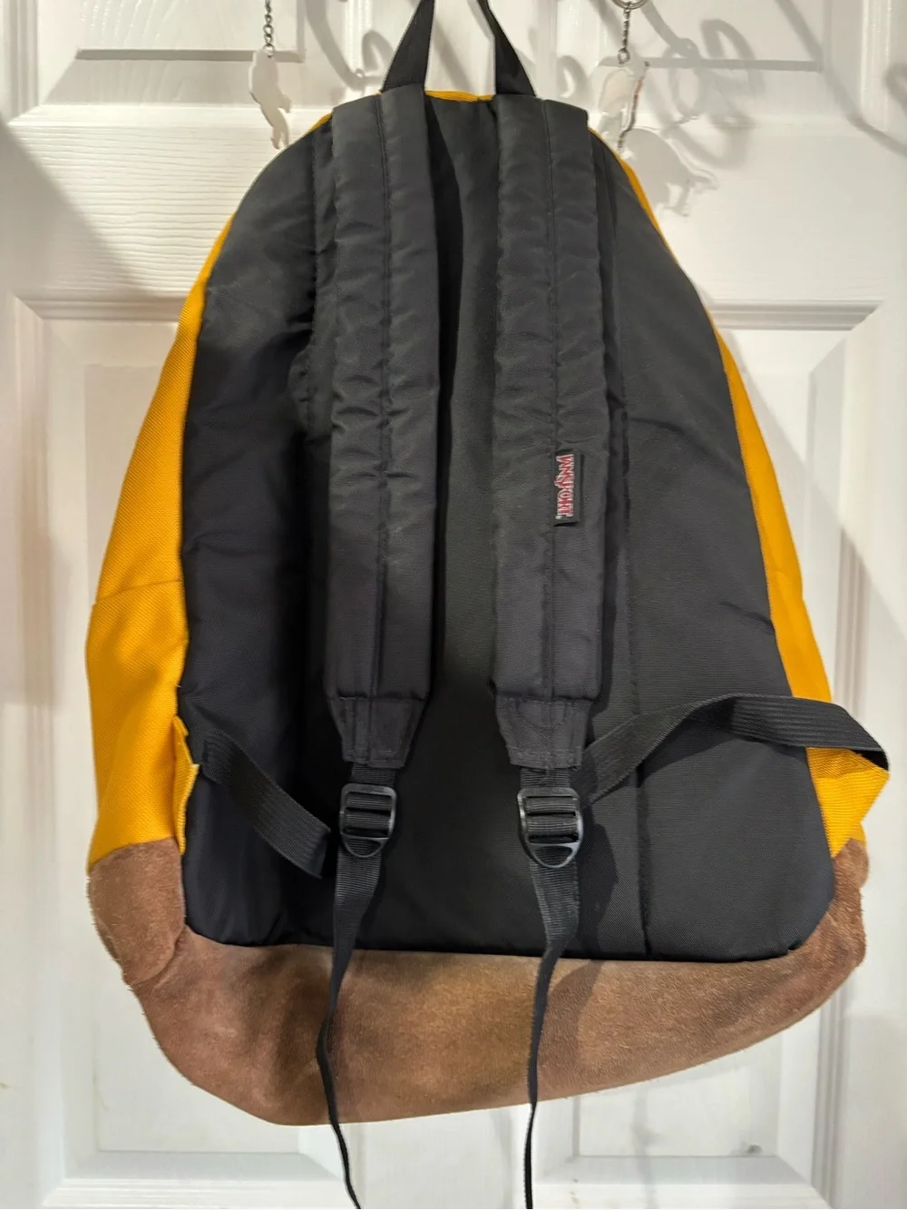 Jansport Yellow Backpack with Brown Suede Base
